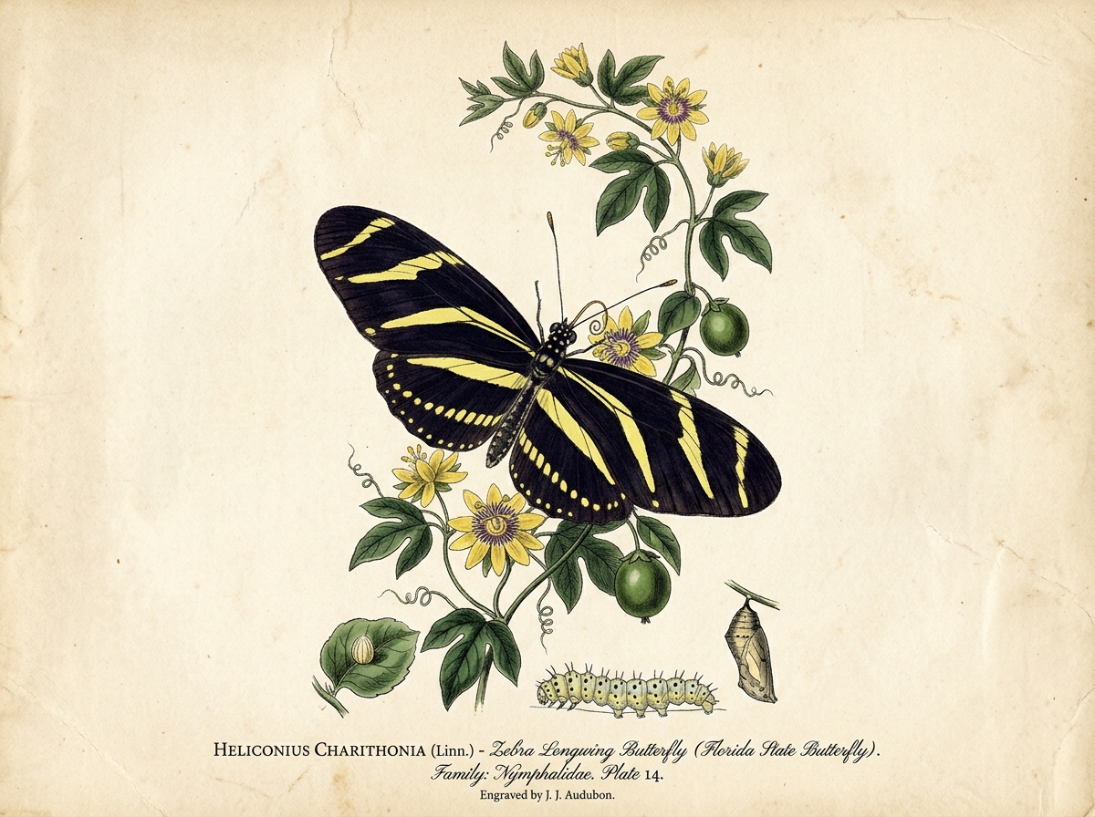 Zebra Longwing Butterfly (Heliconius charithonia)